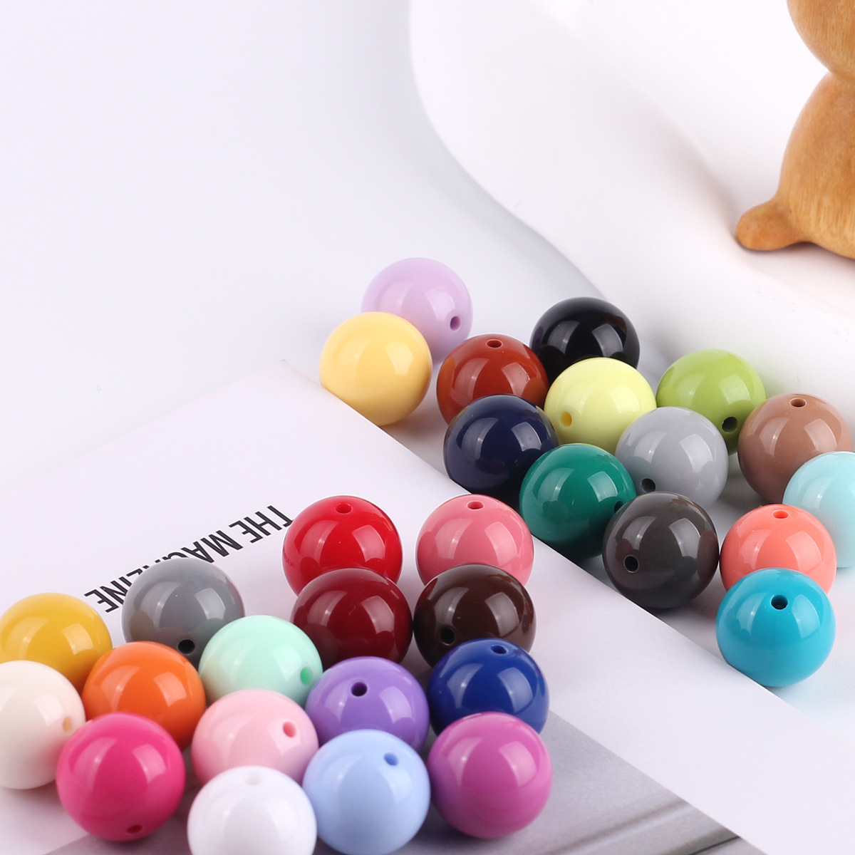 彩色马卡龙实色直孔圆珠8mm-16mm手工串珠DIY饰品配件散珠材料