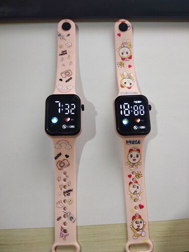 New [Earth] Cartoon Printed Button LED Watch Fashion Personalized Square Children's Student Electronic Watch