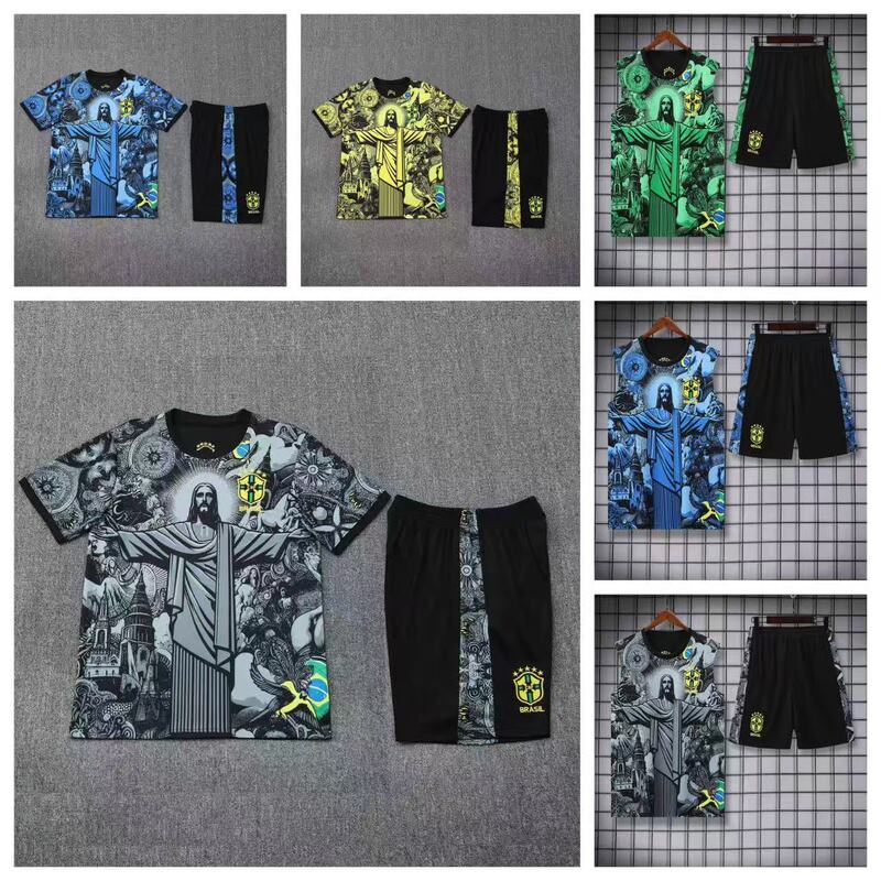 25/26 Season Brazil Training Clothes Special Edition Short-sleeved Vest Adult Kids Training Jersey suit Football Clothes