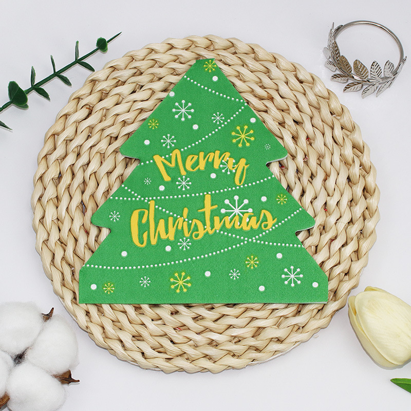 Servillas impresas hotel restaurante árbol de Navidad servillas domésticas sala de estar papel desechable fábrica directa