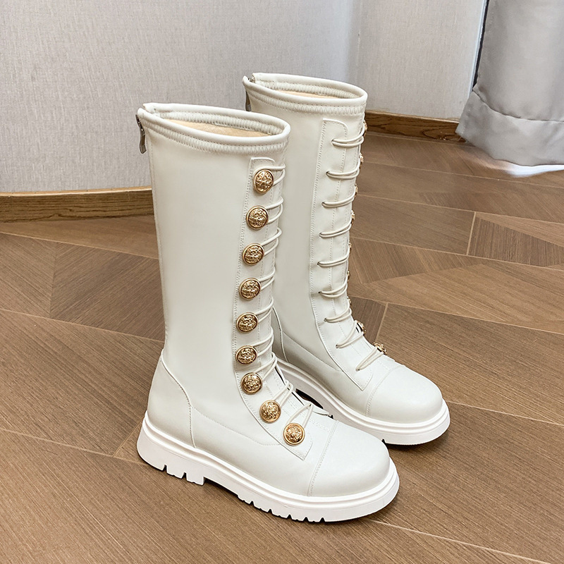 Autumn and Winter New Girls' Martin Boots, Purple Children's High Boots, Spring Fashion Student Runway Boots, Medium and Large Children's Single Boots, Long Boots