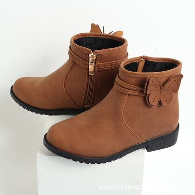 Martens, детские короткие сапоги с бантиком, утепленные ботинки для школьников и студентов, удобная обувь, стиль «принцесса»