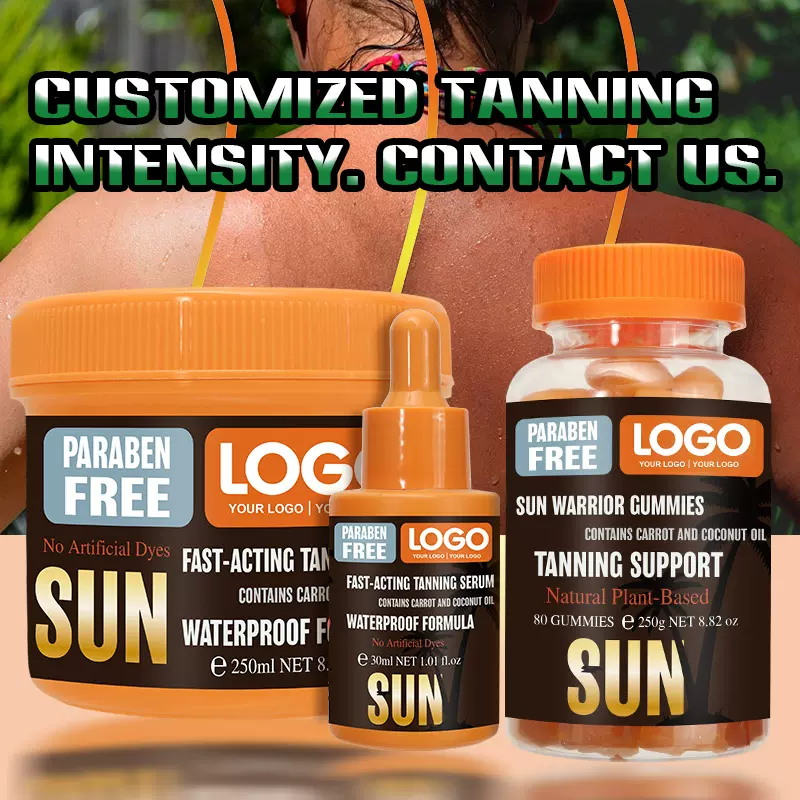 跨境定制防汗水乳液持久美黑套装小麦肌身体护理凝胶高光固色精华