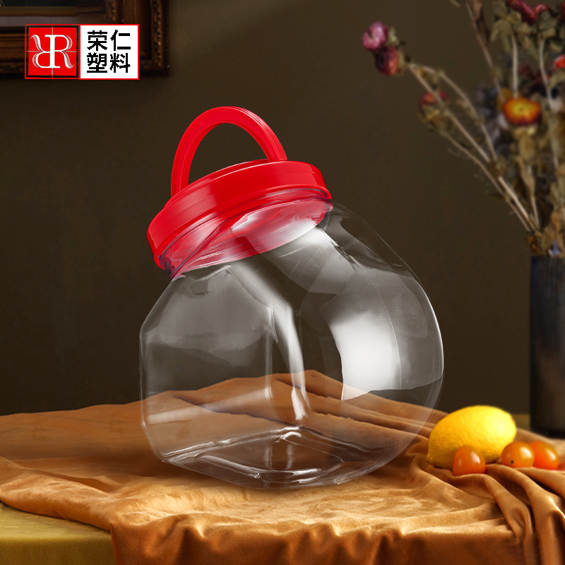 pet Transparent Plastic Jar Wholesale 2500ml Oblique pet Plastic Jar Large Capacity Food Plastic Jar Manufacturer