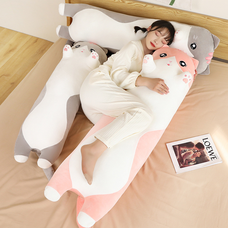 猫咪抱枕公仔可拆洗毛绒玩具女孩睡觉长条靠垫布娃娃玩偶大公仔