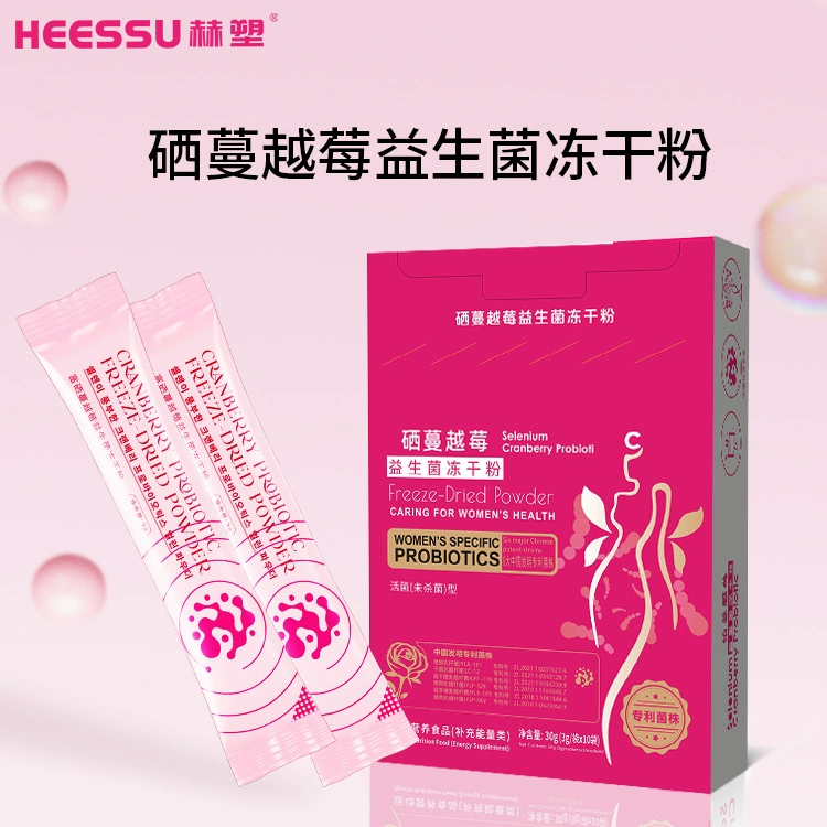 HEESSU Heshu Сублимированный порошок с селеном и пробиотиками из клюквы, 1800 миллиардов КОЕ, растворимый напиток, пробиотики из клюквы