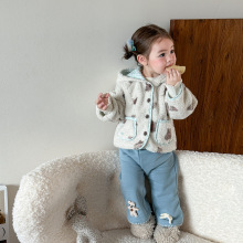 蔗梨童装女童连帽外套冬装2025新款洋气儿童羊羔毛上衣女宝宝衣服