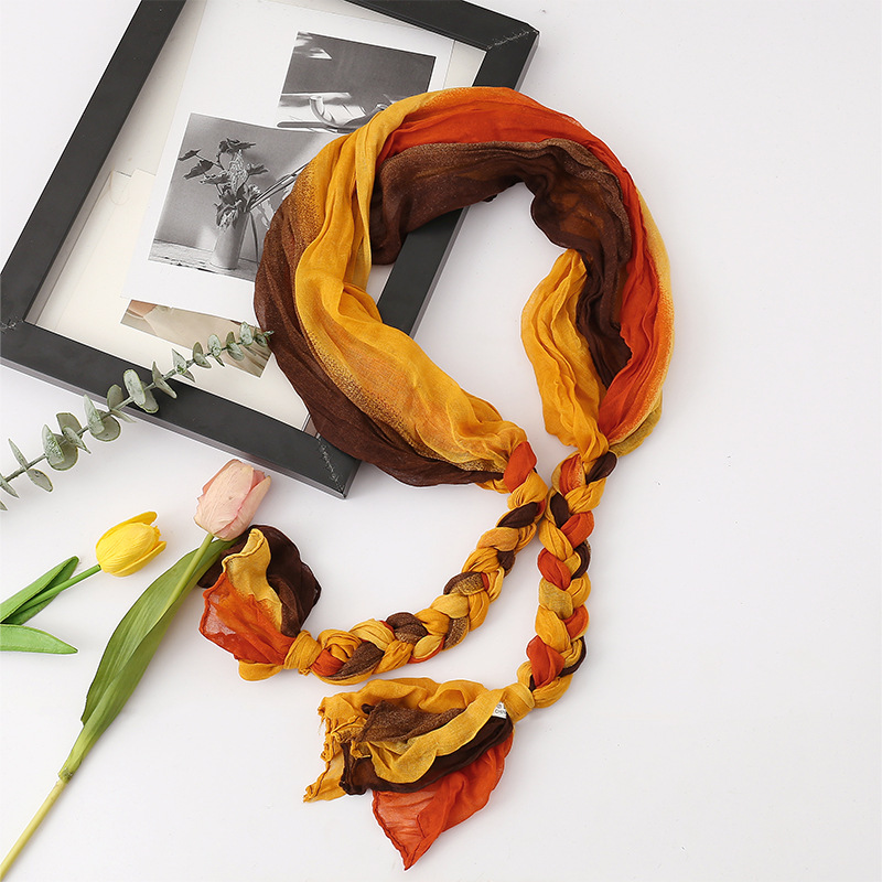 Chal para mujer, verano de moda, nuevo estilo, chal de giro pequeño, bufanda, toalla de seda con protección solar teñida personalizada, pañuelo en la cabeza, bufanda