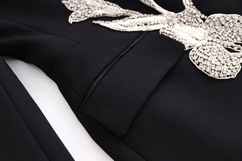 Women's Clothing 2024 Spring New Super Heavy Industry Flower Beading BLINGBLING Waist Satin Collar Suit Dress Ready in Stock_ipsvogv.com