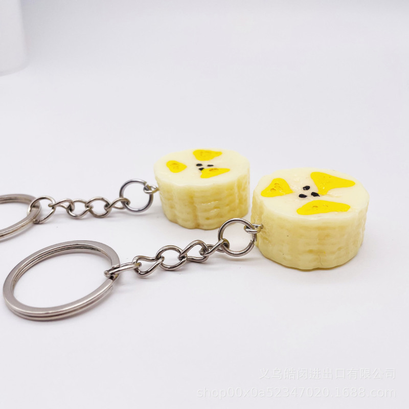 クリエイティブシミュレーション食品漫画トウモロコシのキーホルダーバッグ自動車のキーチェーンストラップバナナのキーホルダープレゼント|undefined