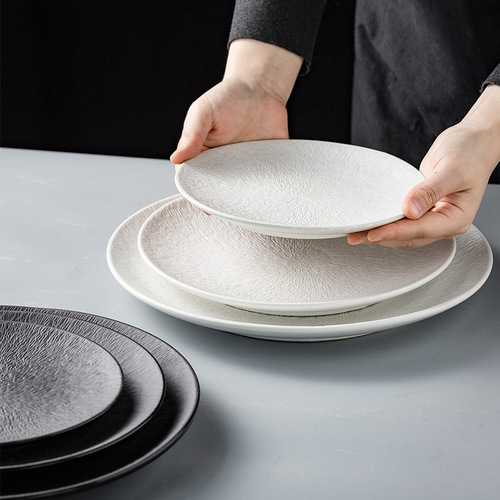 Quicksand steak plate, high-end flat plate, Internet celebrity ins shallow plate, household dish plate, cake display plate, large plate ceramic tableware