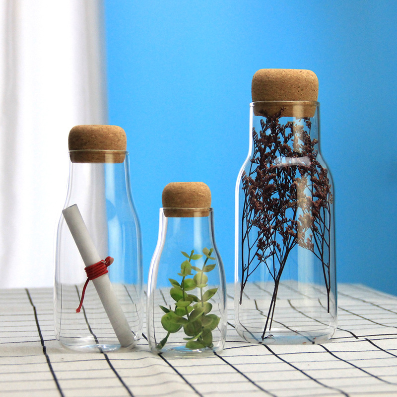 Botella de vidrio de corcho japonés bola sellada frasco de almacenamiento de cocina botella de almacenamiento de café botella de bebida de jugo de leche