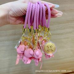 足金999公主请发财520毛线熊情侣挂件简约百搭送女友节日礼物批发