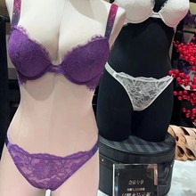 高定版！3A水钻无味~外贸欧美紫色性感蕾丝内裤紫色烫钻三角裤女