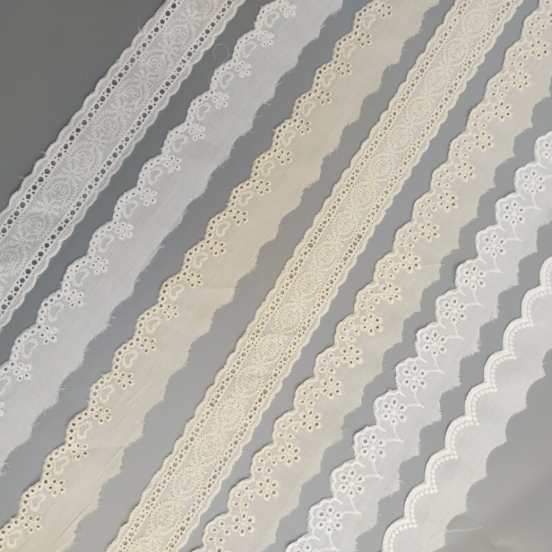 4Cm--4.5Cm Cotton Embroider Lace Cut Out Lace Embroider Milk Silk Carved Hole Punched Skirt Clothing Accessories