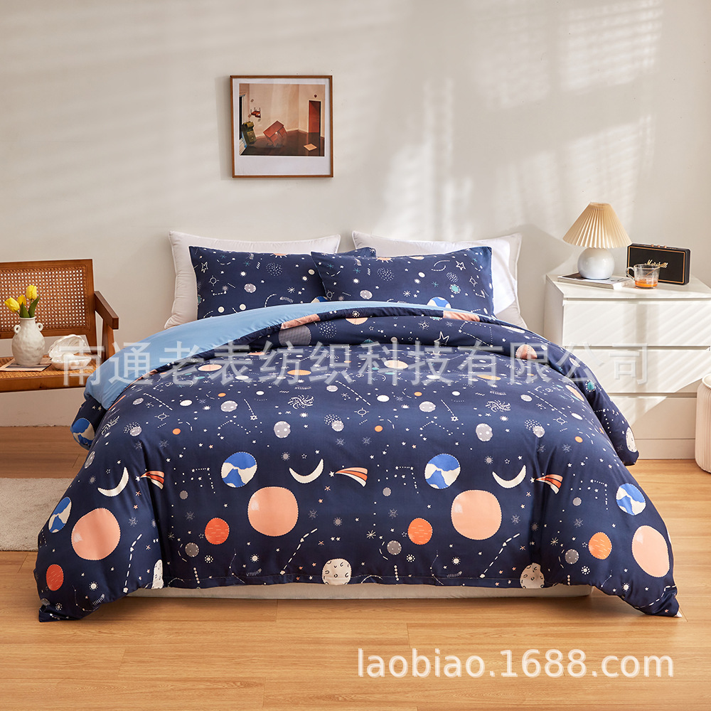 跨境货源美国英国尺寸亚马逊速卖通印花夜光系列被套枕套床品套件