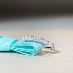 S925純銀七公主排戒女疊戴戒簡約鋯石高碳鑽10分鑽戒百搭戒指女款