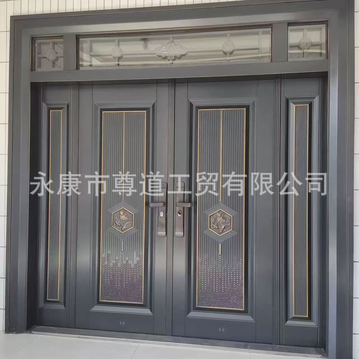 别墅大门双开门仿铜门锌合金入户门农村自建房大门乡村进户门