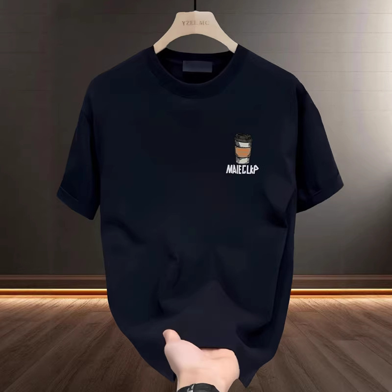 T-shirt homme grande taille en coton épais 100 % (230 g/m²), manches courtes, coupe ample, style américain, collection été._voghion.com