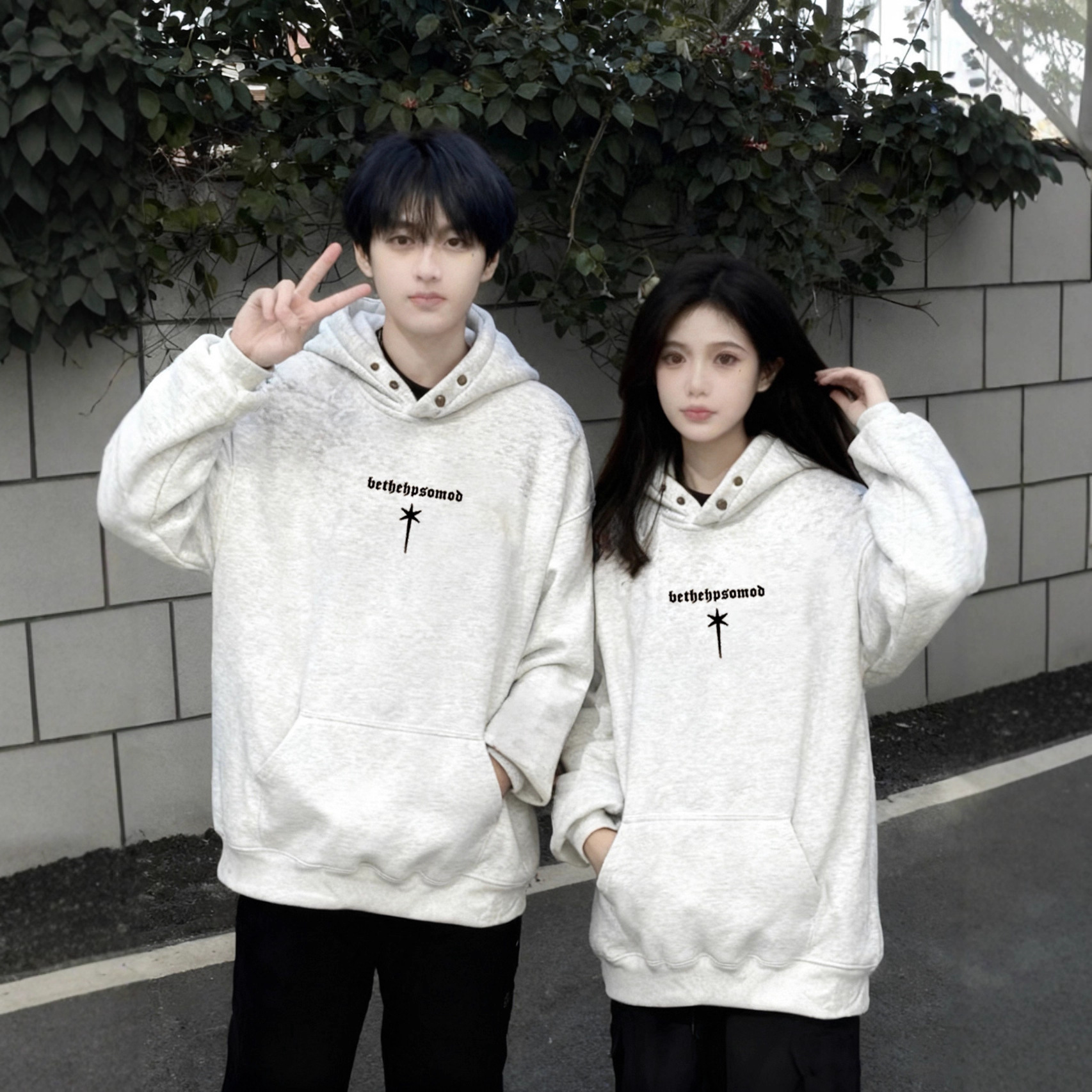 Autumn and Winter Outfits Oversize Velvet Hooded Sweatshirts for Men and Women, Couple Wear, Trendy Brand Student Class Uniforms, Warm Shirts