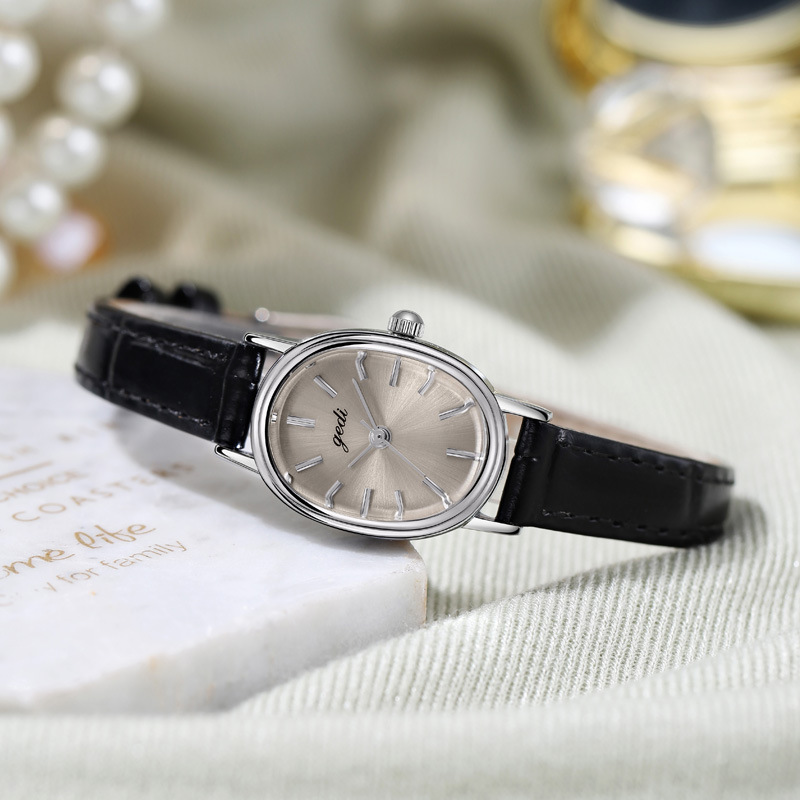 Gordi INS High-Value Simple Niche High-End Oval Women's Genuine Leather Waterproof Quartz Watch_voghion.com