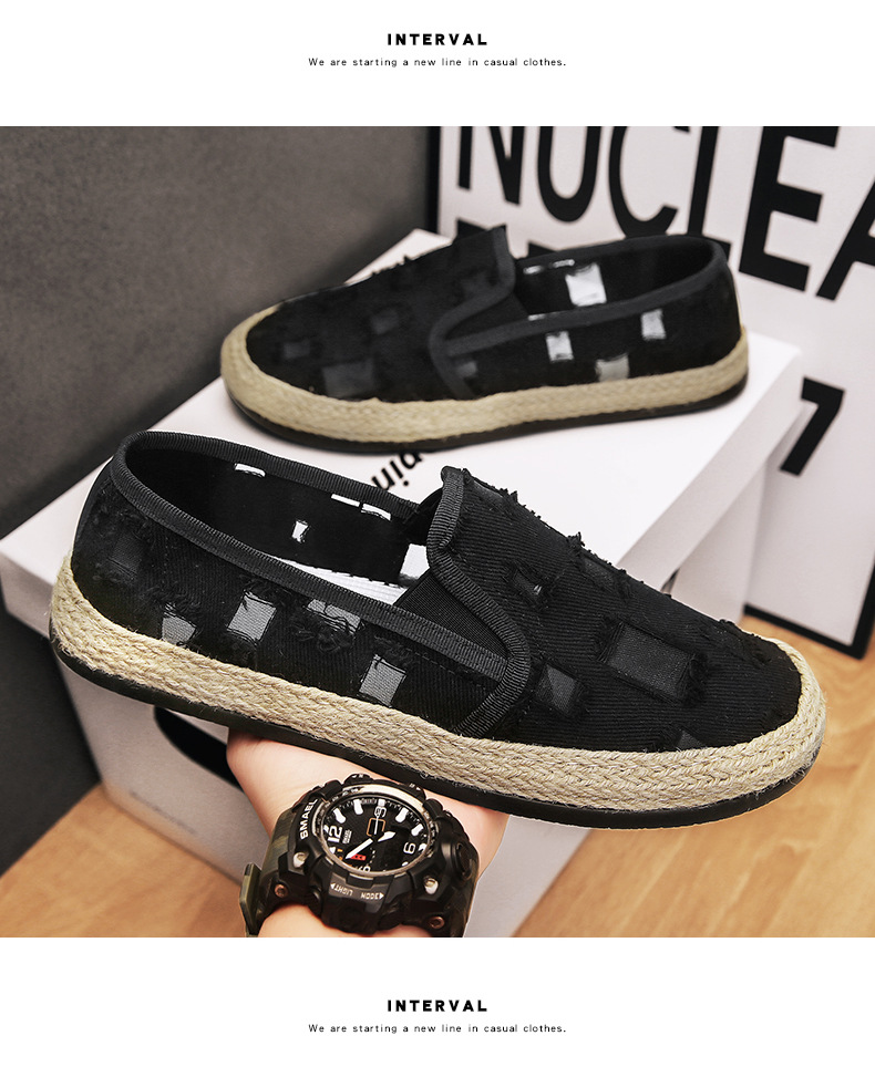 2023 New Hollow Out Breathable Fisherman Shoes Slip-on Slip-on Loafers Casual men's shoes one piece dropshipping L5311_voghion.com