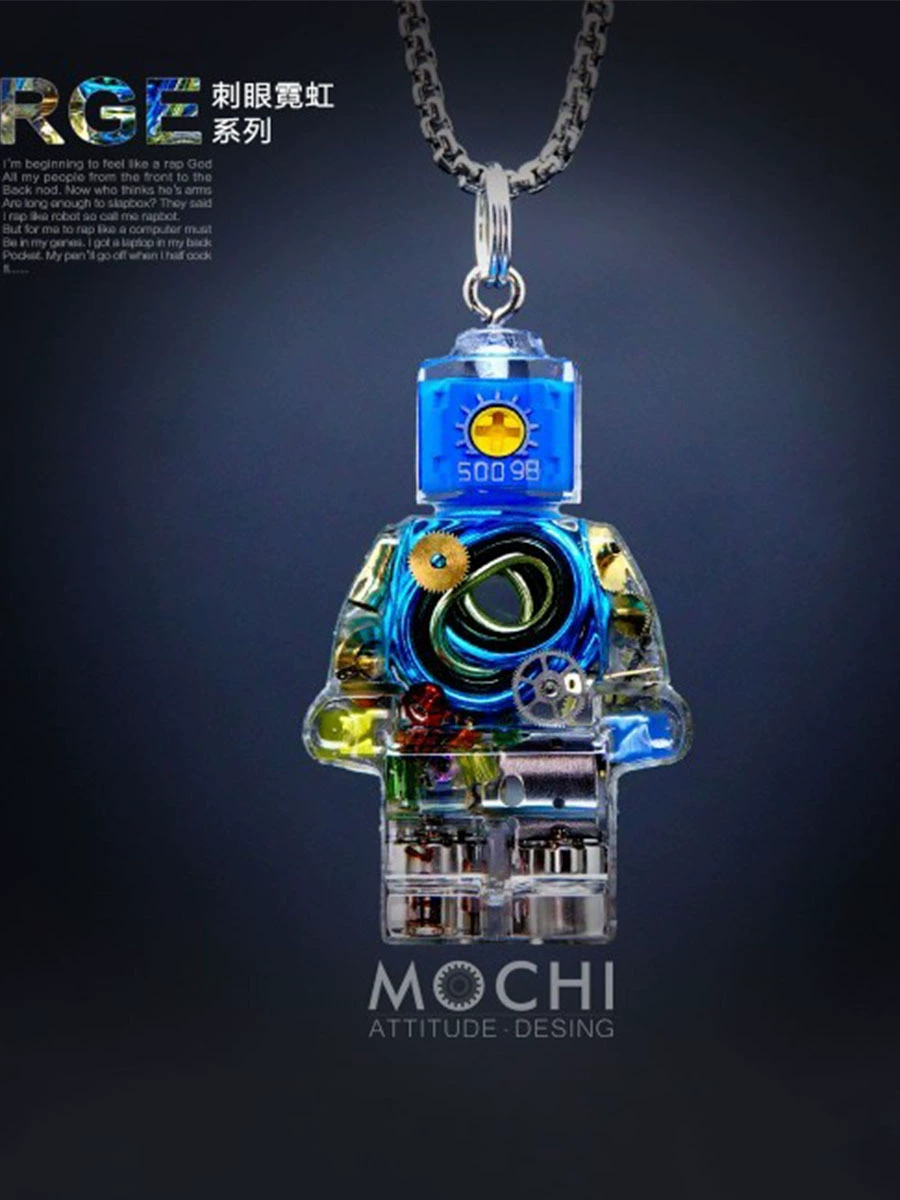 Оригинальное модное ожерелье Mochi в стиле Y2K в стиле киберпанк, красочный неоновый кулон-робот, модный брендовый брелок