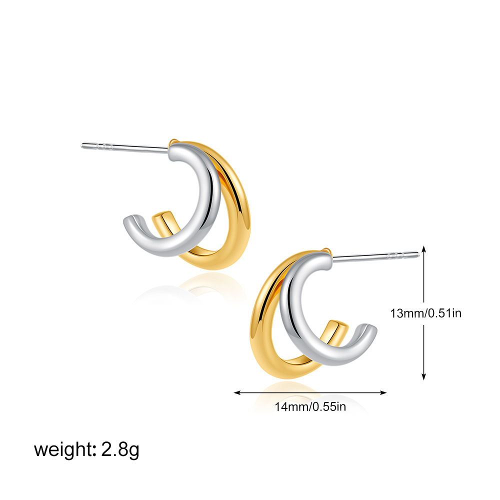 1 Pair Geometric Classic Style Commute Copper Mixed Metal Plating Earrings Ear Studs display picture 6