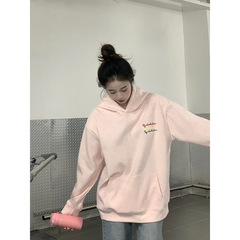美式街头oversize刺绣套头卫衣女春季潮牌休闲百搭情侣连帽衫外套