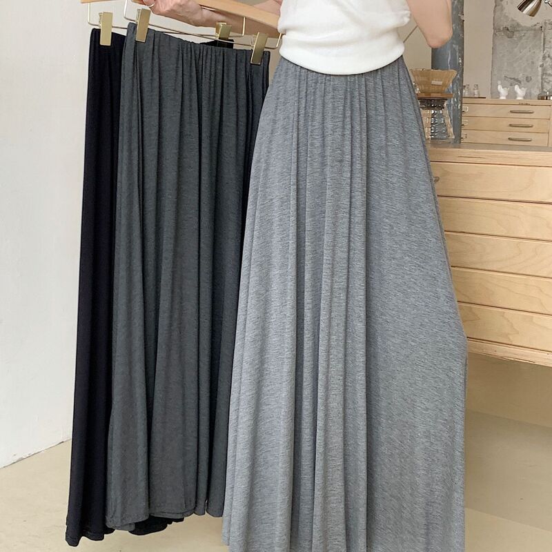 Modal Lazy Style A-Line Skirt Women's Spring New Loose High-Waisted Flared Skirt Ins Long Skirt