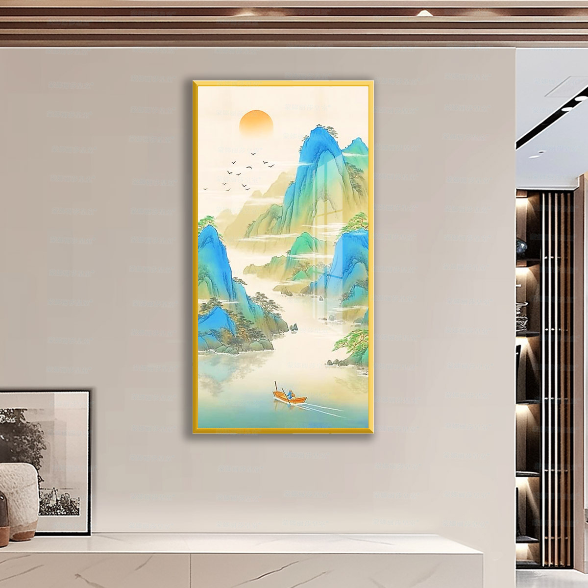 [Tela de algodón importada] Mona Lisa Royal Cross Stitch Green Miles de ríos y montañas Pintura de paisaje Sala de estar hecha a mano image 4