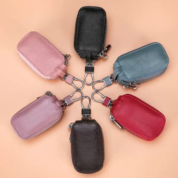New Style First-Layer Cowhide Key Case, Double-Layer Genuine Leather Multifunctional Car Key Case, Stylish and Versatile for Both Men and Women