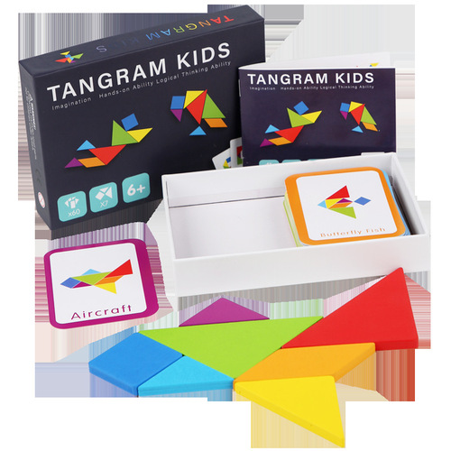 Fun Tangram Puzzle Set, Wooden Educational Toy for Young Children, Brain Development and Intelligence Training Early Learning Toy