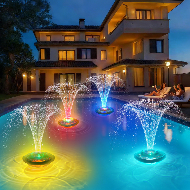 Cross-Border Private Model 2026 New Product Wireless Remote-Controlled Fountain Light, Rechargeable Colorful Water Spray Pool Light, Underwater Landscape Light