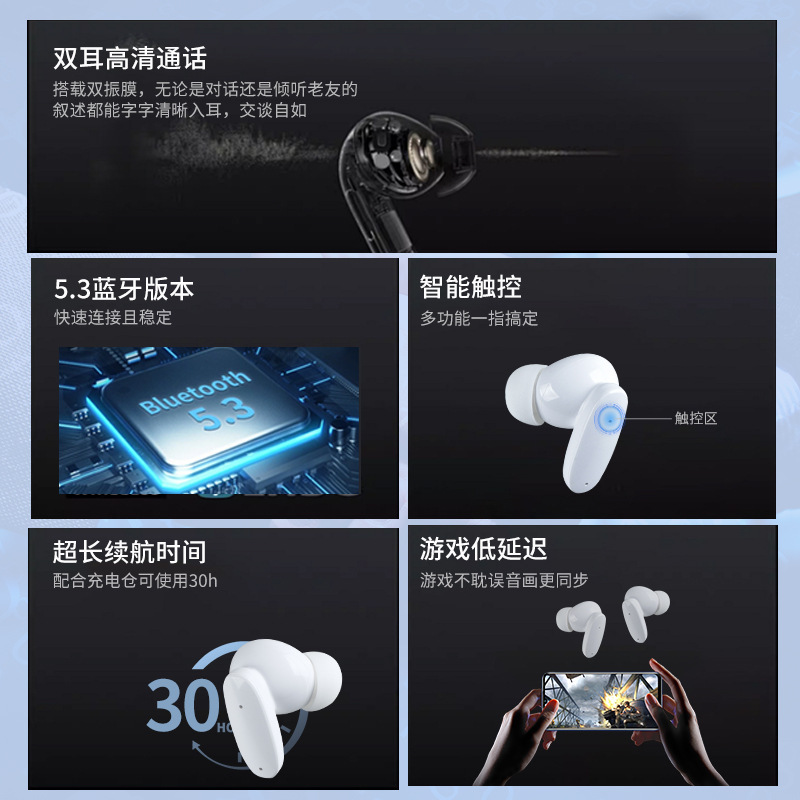 工場直売s99スマートタッチインイヤーヘッドホン高音質ゲーム運動無線bluetoothイヤホン|undefined