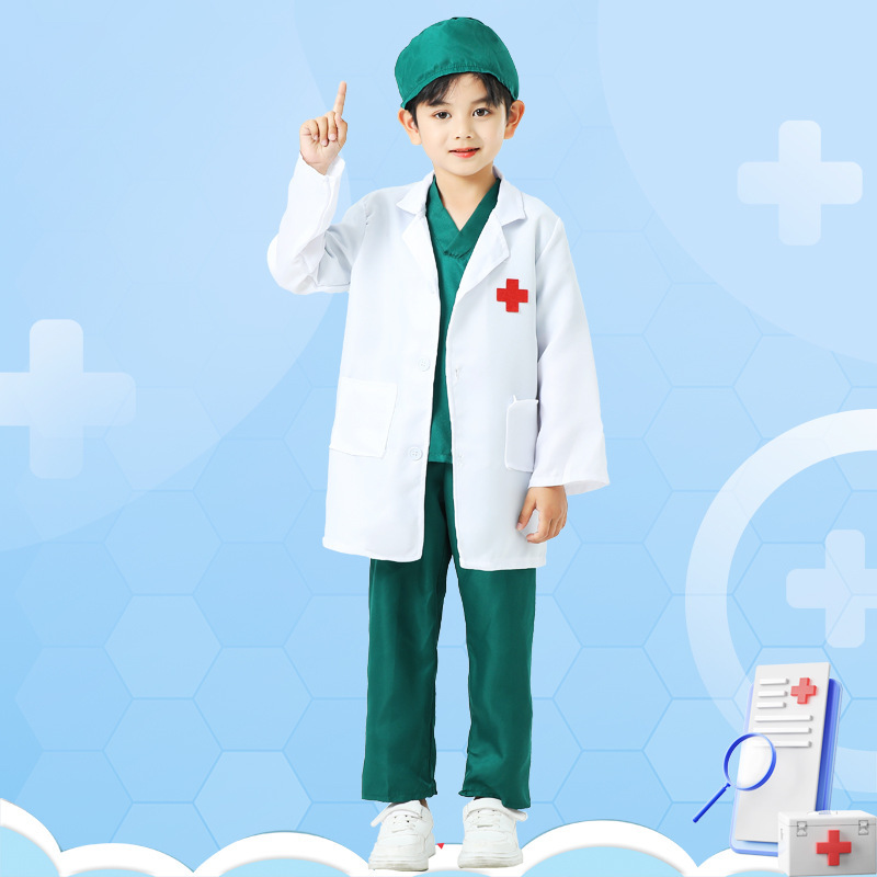 Dr. Infantil pequeño traje de enfermería en casa rendimiento experimental científico rendimiento de roles chaqueta blanca ropa médica juguetes