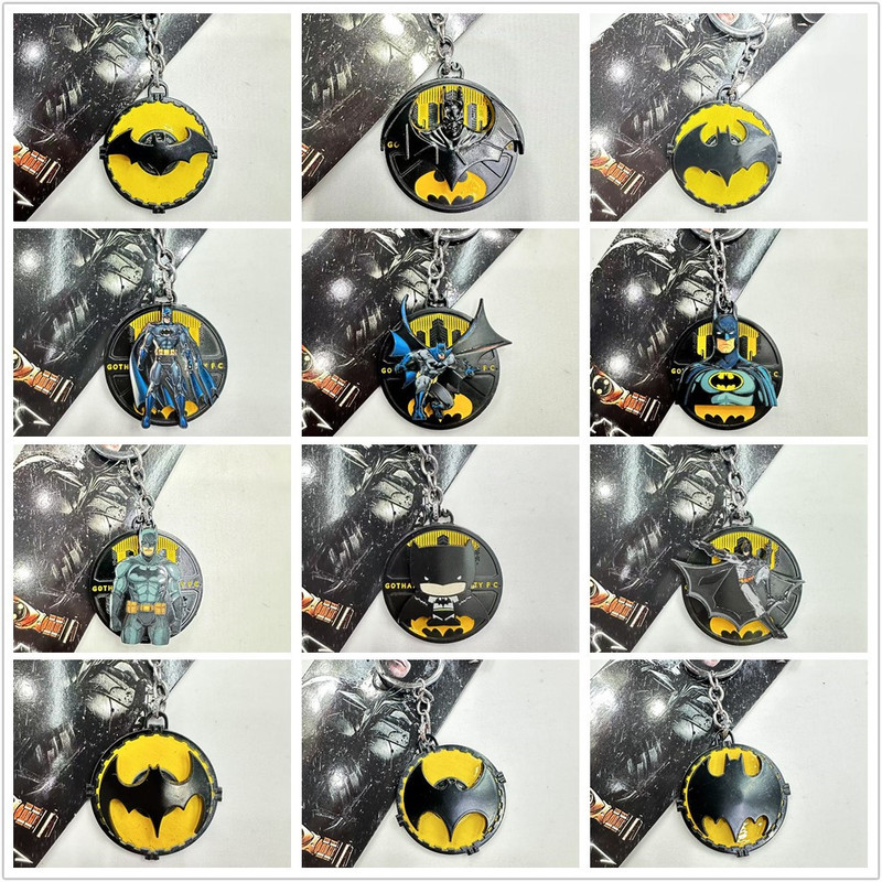 Rotatable Batman Keychain Bat Pattern Rotatable Metal Turntable Keychain Student School Bag Small Pendant