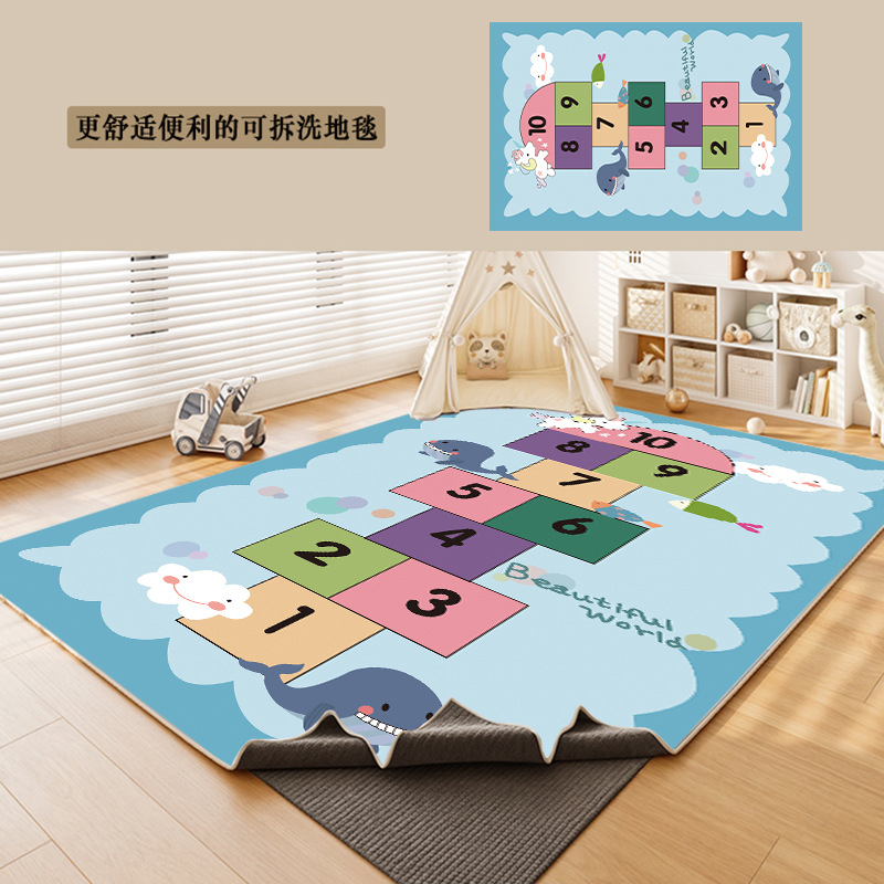 Alfombra lavable desmontable sala de niños lavable sala de estar área de lectura sofá sala de alfombra aislante de sonido almohadilla anticaídas libre de cuidado image 10