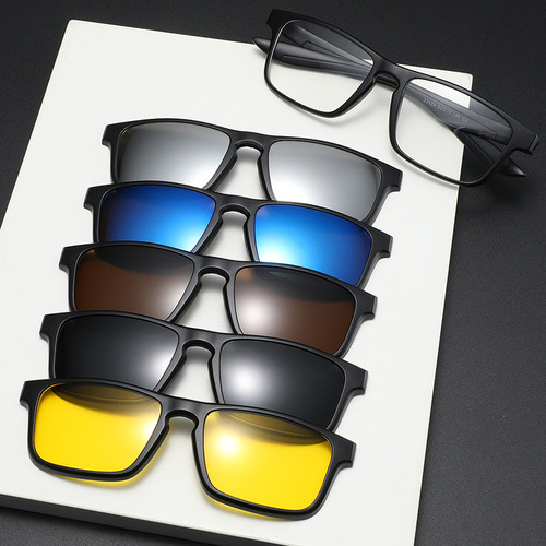 可换片墨镜套镜男女士个性TR眼镜框磁吸五片装偏光太阳镜批发2312