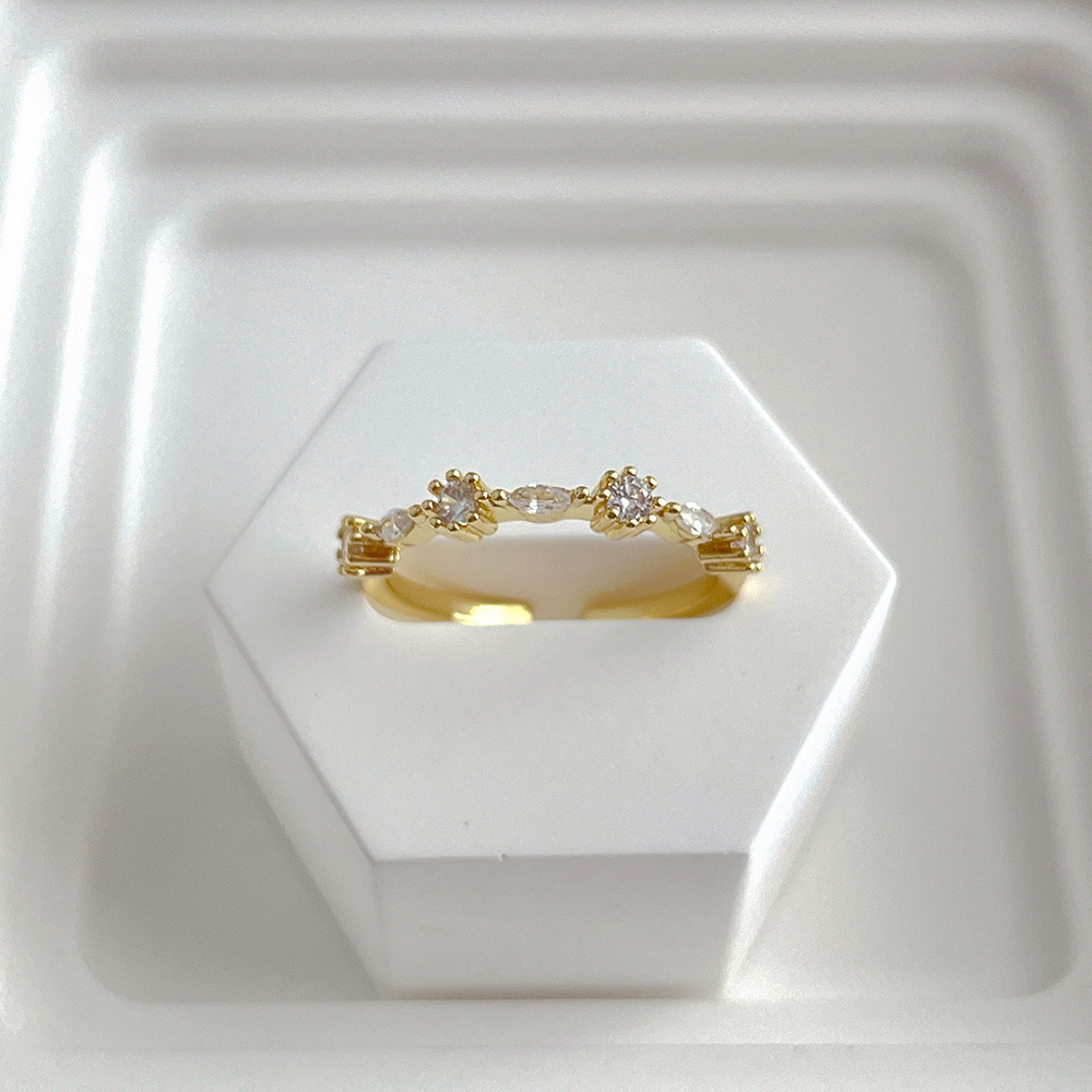 Simple Style Heart Shape Copper Inlay Artificial Gemstones Rings