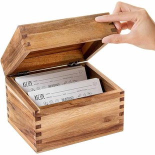 Household Wooden Handmade Albizia Julibrissin Large Size Can Hold 500 Cards 2 Rows of 15 Partitions Recipe Box