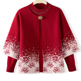 中老年女装秋季妈妈装针织毛衣两件套大码宽松休闲套装风外套，女装套装/套裙，妃慕昵服饰