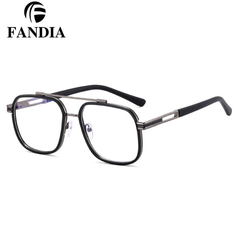 Montura Poligonal de Doble Puente para Gafas Neutras Anti Luz Azul de TR y Metal