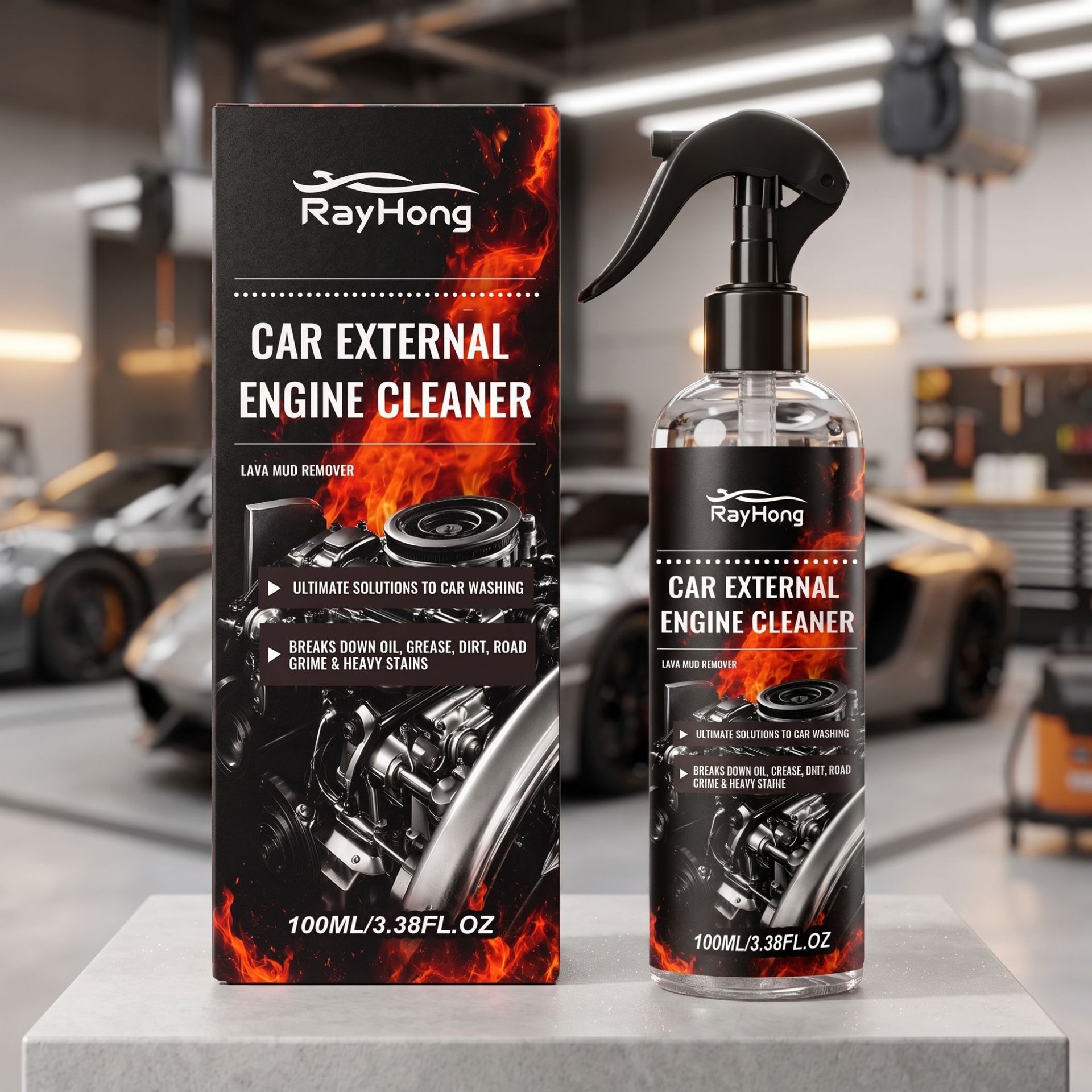 RAYHONG Engine Compartment Cleaner Waterless Oil Sludge Remover Gentle Decontamination Engine Compartment Renovation Maintenance Agent