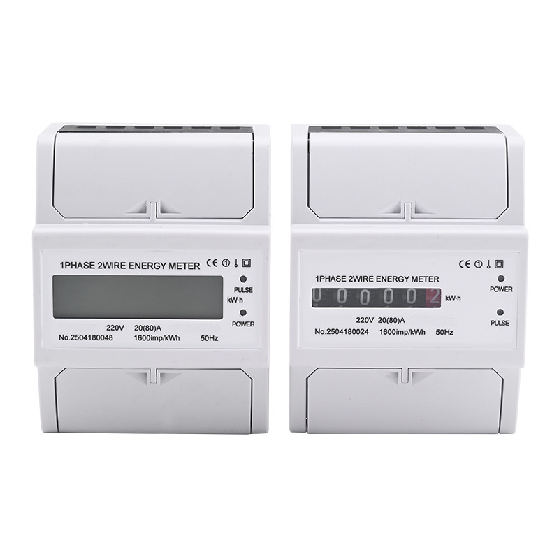 Transfronterizos medidor monofásico inglés guía de riel medidor de energía eléctrica 4P medidor electrónico 80A 100A LCD 230V