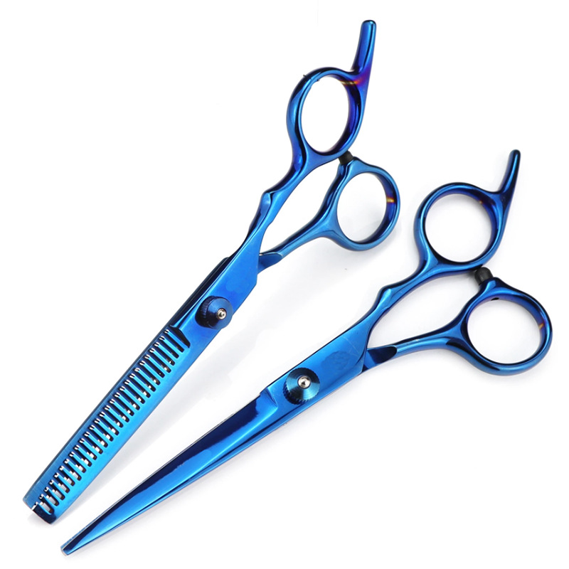 Venta al por mayor tijeras planas de acero inoxidable de 6 pulgadas tijeras de dientes tijeras finas oro/azul/color/púrpura/Negro precio de venta directa de fábrica es excelente