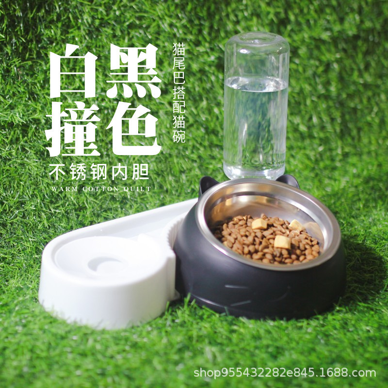 Tazón para mascotas Tazón doble de cerámica Bebida automática Tazón para comida para perros Teddy Tazón para arroz Bebida para mascotas Alimentador para perros Gato