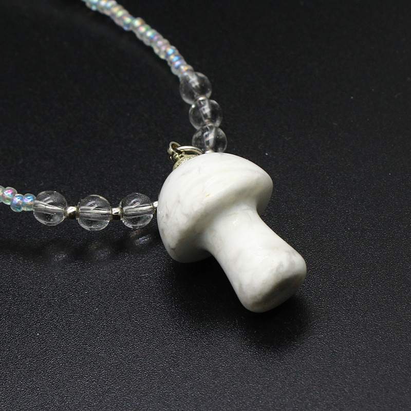 15g Weight Pendant Necklace Classification Alloy Chain Material Beaded Chain Chain Type Holiday Occasion Crystal Material Mushroom Pattern Spring&Summer Season Women's Gender Polishing Design Vacation, Classic Style Style Vacation Classic Style Mushroom Crystal Beaded Chain Beaded Necklaces Wholesale 4