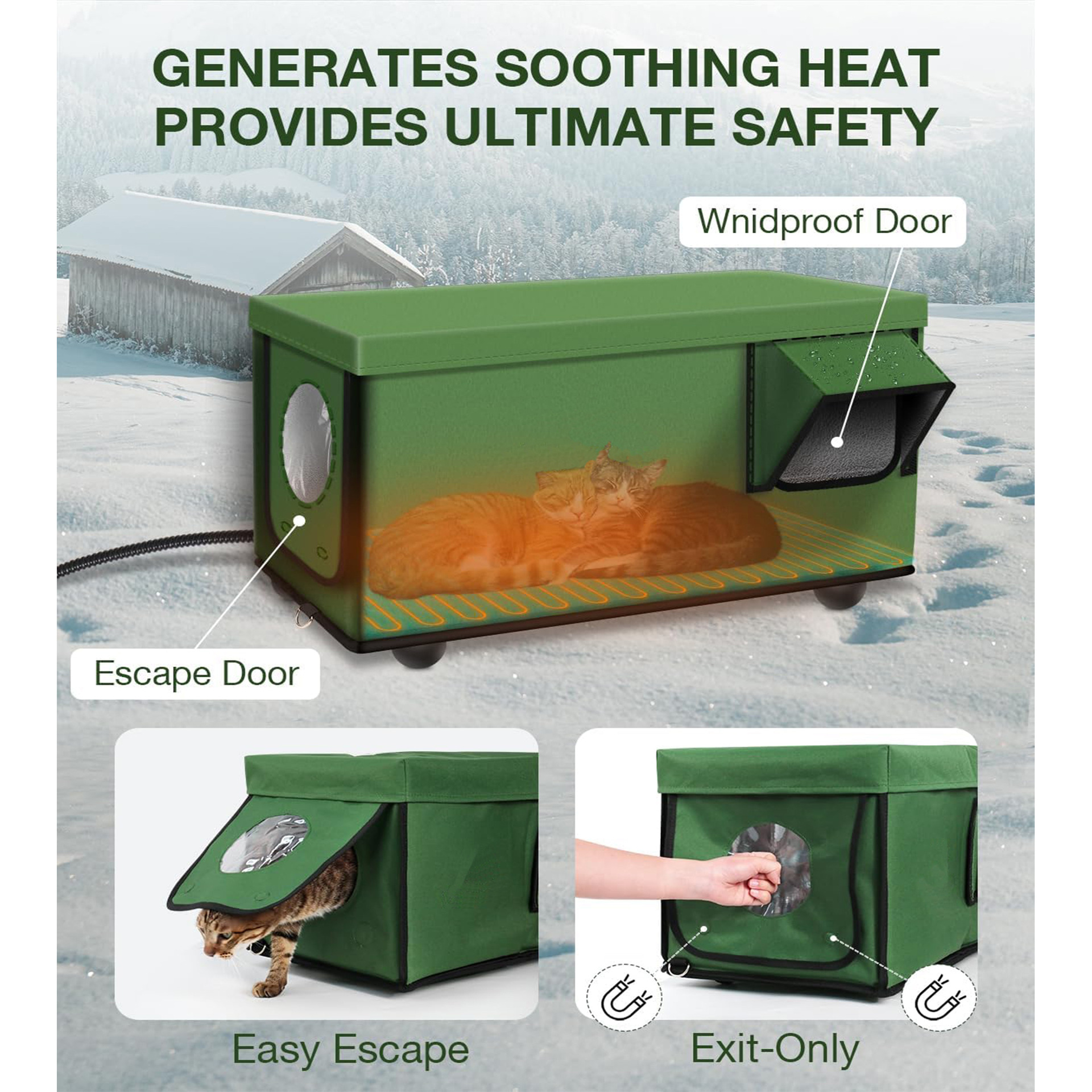 跨境热卖猫窝户外加热保温猫咪产房小猫暖房低座猫笼便携户外保温