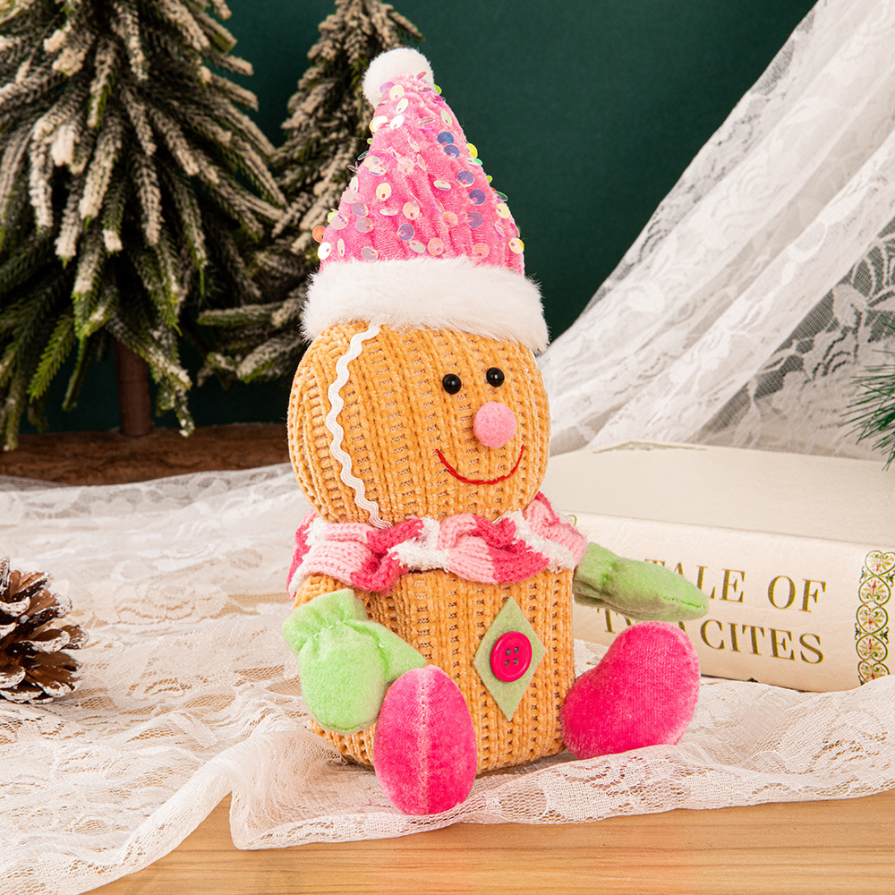 New Christmas luminous hat gingerbread man party decorations children's gifts cross-border doll decoration supplies